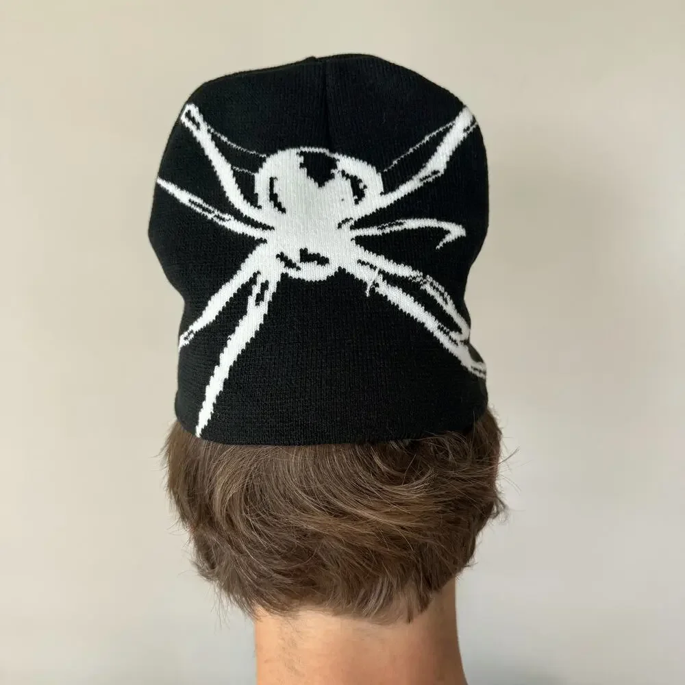 2000s grunge gothic punk black and white beanie - Picture 2 of 8